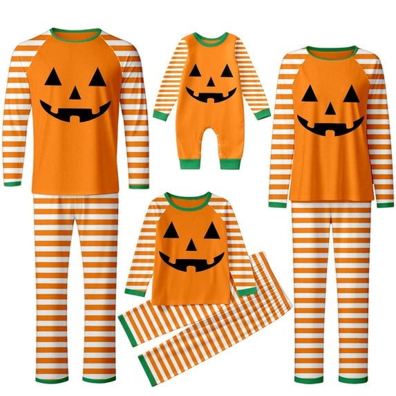 Shadoumai 2026 Halloween Family Matching Pajamas Sets Ghost Pumpkin Print Long Sleeve Top & Pants Two Piece Set Sleepwear Pjs