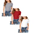 thumbnail image 1 of Shadoumai 3 Pack Girls' Short Sleeve T-Shirts Kids Ribbed Soft Tees Crew Neck Slim Basic Tops Solid Color 5-14 Years, 1 of 4