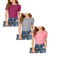 thumbnail image 1 of Shadoumai 3 Pack Girls Short Sleeve Tops Ribbed Crew Neck T Shirts Lettuce Trim Cute Basic Tees for Kids Teen 5-14Y, 1 of 4