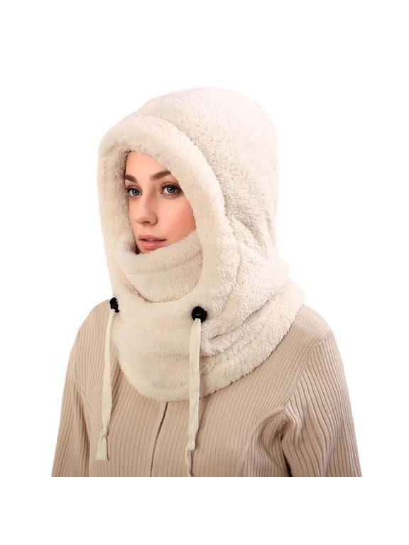 3 in 1 Beanie Hat with Scarf and Mask, Women's Outdoors Windproof Scarf Hat, Knitted Ski Mask Set