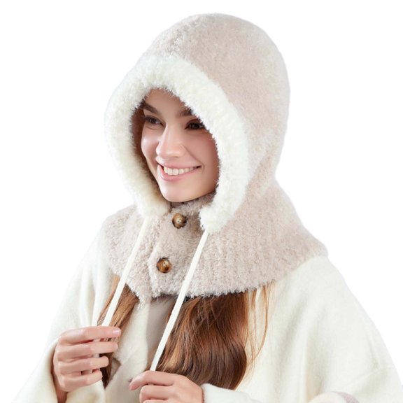 Shadoumai 3 in 1 Beanie Hat with Scarf and Mask, Women's Outdoors Windproof Scarf Hat, Knitted Ski Mask Set