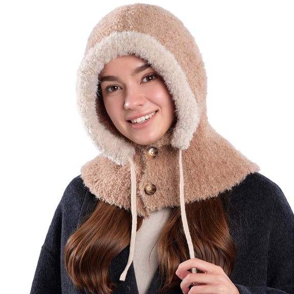 Shadoumai 3 in 1 Beanie Hat with Scarf and Mask,Womens Knit Beanie Hat Lined Winter Scarf Mask Set Snow Caps