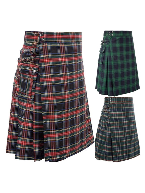 Adjustable Tartan Kilt for Men Lightweight Quick Wear Wrap Knife Pleats Belt Loops Casual Scottish Kilt