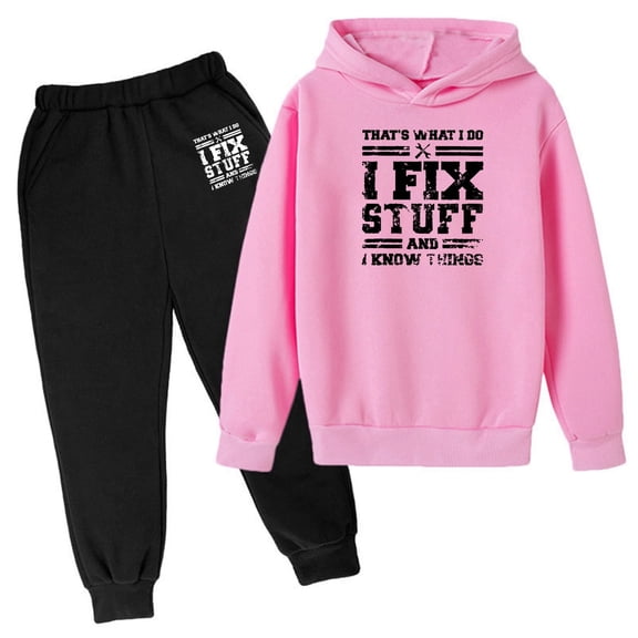 Shadoumai Autumn And Winter Children'S Hoodie Pullover Set Popular Printed Set On Underwear Casual Letter Printed Long Sleeve Out Wear