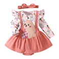thumbnail image 1 of Shadoumai Baby Girl Easter Outfit 12-18 Months Rabbit Tops Egg Happy Easter Round Neck T Shirt Tops and Plaid Shorts Children 2 Piece Outfits, 1 of 8