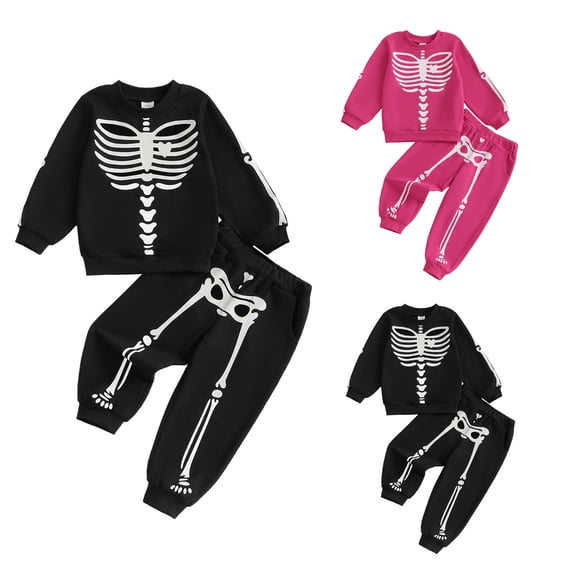 Shadoumai Baby Girl Halloween Outfit Graphic Print Long Sleeve Cute Pullover Sweatshirt Tracksuit Jogger Sweatpants Fall Clothes for Girls