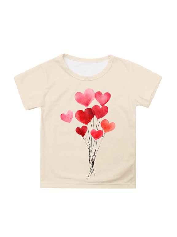 Baby Girl Tops Cartoon Print Crew Neck Short Sleeve T Shirts Trendy Blouse Tops Little Girls Clothes