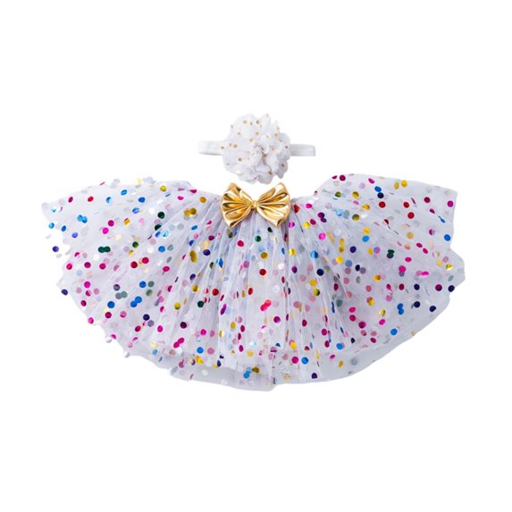 Shadoumai Baby Girls Layered Sequin Tutu Skirt Ballet Dance Dress Set With Headband First Birthday Outfit For Toddlers