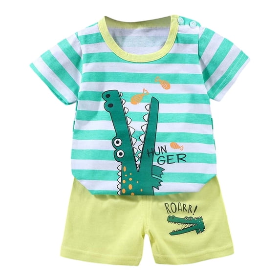 Shadoumai Baby Outfits Boy Letter Print Crewneck Short Sleeve Tee and Shorts Comfy Boys Cotton Clothing 2pc Sets Kids 2pcs Summer Outfits Set