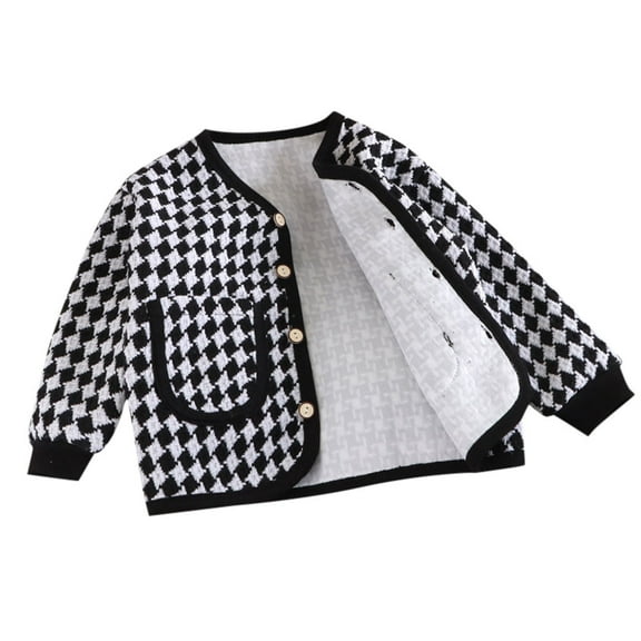 Shadoumai Back To School Clothes Girls Plaid Jacket Long Sleeve Spring Cardigan Button Down Coat Outwear With Pocket Stylish Comfortable Warm Fashionable