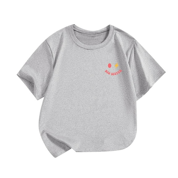 Shadoumai Back To School Clothes For Teen Girls Girls Casual Short Sleeve T-Shirt Cute Letter Print Round Neck Tee Comfortable Top for Kids