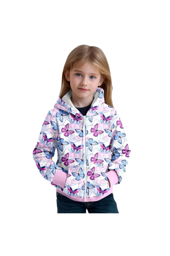 Back To School Clothes For Teen Girls Girls Hooded Zipper Jacket Warm Pullover Coat With Prints For Toddler And Child Outerwear