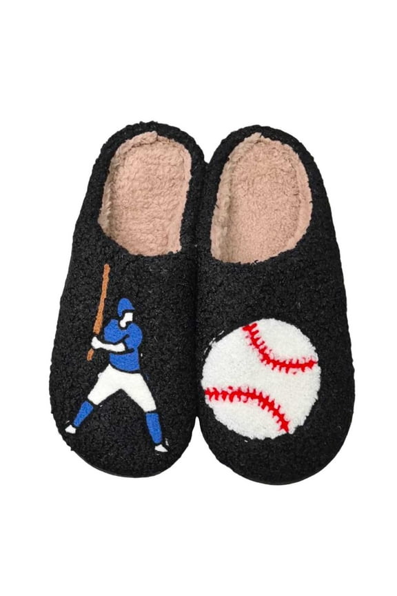 Baseball Embroidered Cozy Women's Slippers Indoor Home Comfort Soft Warmth Casual Relaxation Footwear