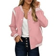 thumbnail image 1 of Shadoumai Baseball Jacket Women Varsity Casual Button Down Lightweight 2025 Fall Fashion Short Outerwear With Pockets, 1 of 6