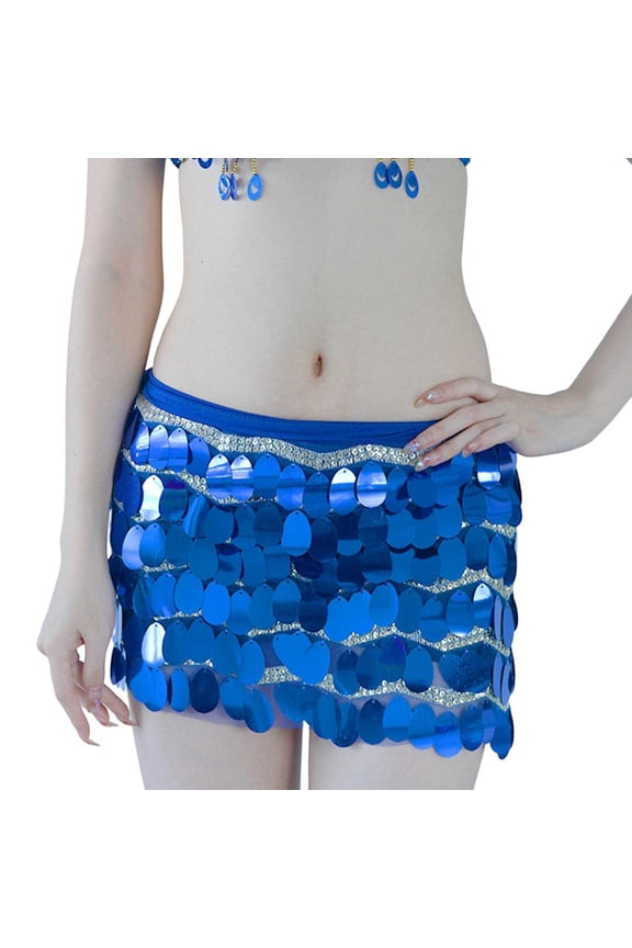 Belly Dance Skirt with Sequins and Beads for Carnival Performance Shimmering Fringe Wrap for Beginner Practice