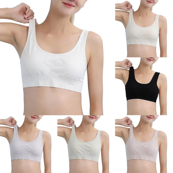 Shadoumai Big Girls' Sports Bra with Breathable Pads Cotton Training Bras,Little Girl Bras 7-8