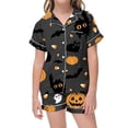 thumbnail image 1 of Shadoumai Big Halloween Pajamas Set Button Down Ghost Print Shirt and Pant Set with Pockets Silk Homewear Set Colouring Pajama Sets Sleepwear for, 1 of 4