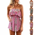 thumbnail image 1 of Shadoumai Bohemian Floral Print Off Shoulder Jumpsuit For Summer Casual Fashion Romper With Ruffle, 1 of 10