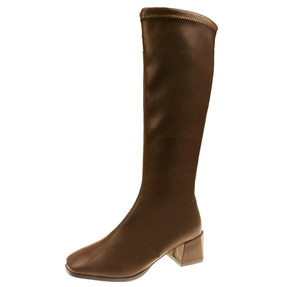 Shadoumai Boots for Women, Knee High Boots, Mid Block Heel Zipper Boots Ladies Party Dance Shoes