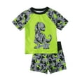 thumbnail image 1 of Shadoumai Boy Dinosaur Print Raglan Swimsuit Toddler Short Sleeved Rashguard Swim Bathing Suit Set, 1 of 6