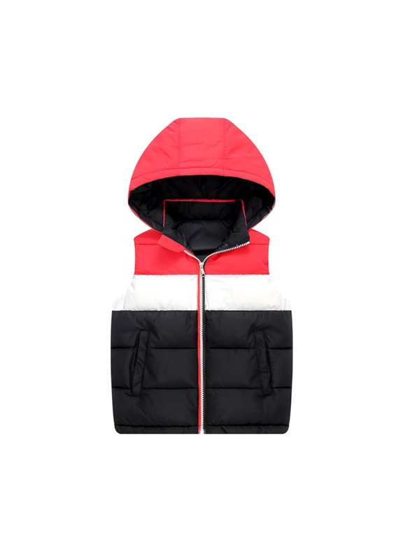 Boys Down Vest Padded Sleeveless Jacket Zip Up Winter Outerwear for Cold Weather School Ski Travel