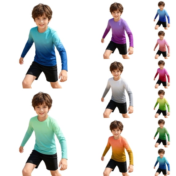 Shadoumai Boys Girls Sun Swim Shirt Long Sleeve Rash Guard For Beach Pool Water Sports Summer UPF 50+