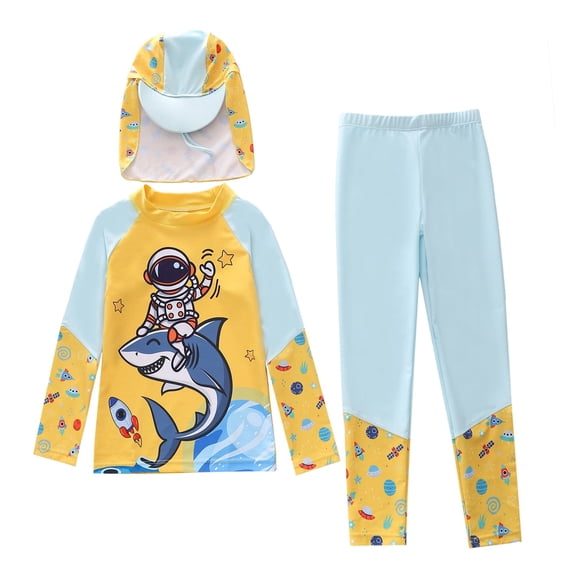 Shadoumai Boys Long Sleeve Rash Guard Swimwear Sun Surfing Beach Hot Swim For Kids