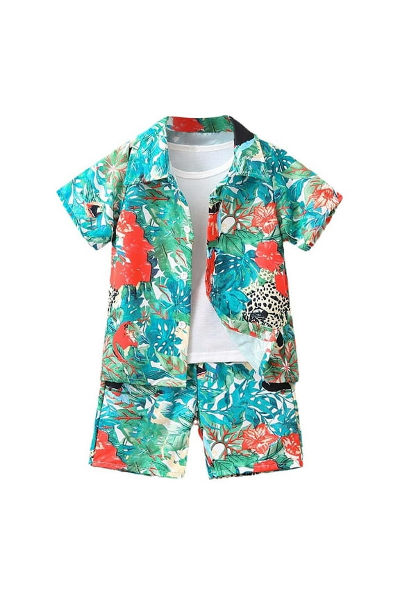 Boys Outfits 5t Summer Cartoon Print Crewneck Short Sleeved T Shirt Set Comfy Pullover Tops Shorts 2 Piece Outfits Summer Clothes for Boys 4-6