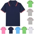 thumbnail image 1 of Shadoumai Boys Polo Shirt Athletic Button Down Shirt Striped Short Sleeve Pocket Shirts Fashion Trendy Tops Cute Baby Boy Clothes, 1 of 3