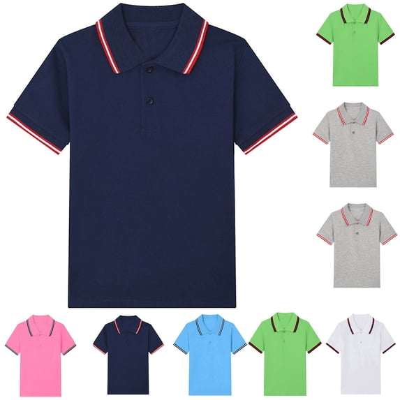 Shadoumai Boys Polo Shirt Athletic Button Down Shirt Striped Short Sleeve Pocket Shirts Fashion Trendy Tops Cute Baby Boy Clothes