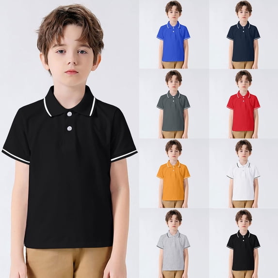 Shadoumai Boys Polo Shirt Patterned Button Closure Cartoon Print Short Sleeve Pocket Shirts Loose Comfortable Beach Holiday Shirts Summer Clothes for Girls