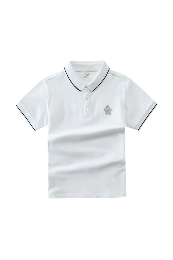 Boys Polo Shirt Polka Dot Print Button Closure Short Sleeve Trendy Back To School Shirt Kids Child Beach Outdoor Party