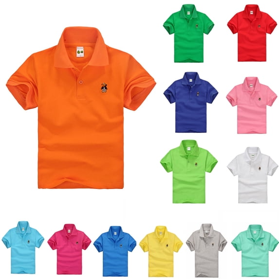 Shadoumai Boys Polo Shirts Size 10 Button Closure Gradient Shirt Short Sleeve Trendy Gentleman Tops Shirt Toddler To Big Kid