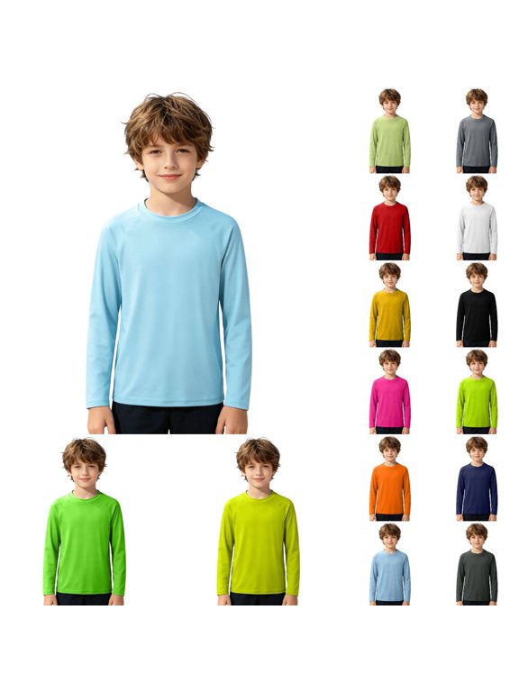 Boys Rash Guard Swim Shirts - Long Sleeve UPF 50+ Sun Shirts for Toddler Kids, Sun Protection SPF Water Surfing Shirts