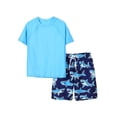 thumbnail image 1 of Shadoumai Boys' Shrk Print 2 Piece Swim Set Quck Dry Short Sleeve Rash Guard & Board Shorts With UPF50+ Sun Protection, 1 of 6