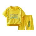 thumbnail image 1 of Shadoumai Boys Summer Outfits Round Neck Dinosaur Train Shorts Sleeve Tracksuit Casual Basketball Performance Tank Top and Mesh Shorts Set Toddler Summer Outfits, 1 of 3