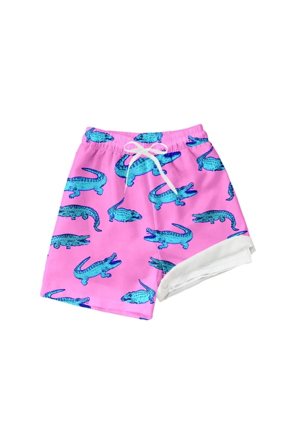 Boys Swim Trunks 3D Funny Print Surfing Board Shorts Quick Dry UPF 50+ Swimsuit Beachwear with Mesh Lining 2-12T