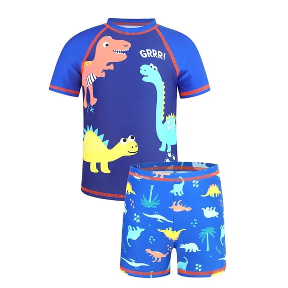 Shadoumai Boys' Swimsuit Fashion Swimwear Set Boys Swim Shirt and Shorts Set Swim Lessons Bathing Suit Boys
