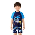 thumbnail image 1 of Shadoumai Boys Swimwear Graphic Print Rash Guard Shirt And Swim Trunks For Beach Pool Party, 1 of 6