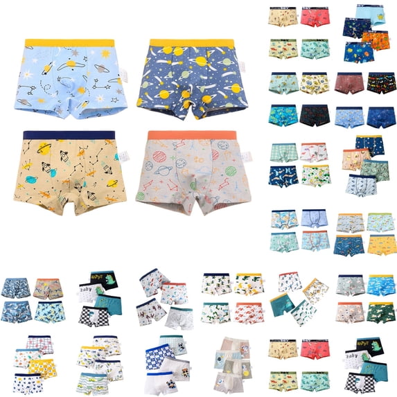Shadoumai Boys Underwear 4 Pack, Toddler Boxer Briefs Soft Breathable Kids Shorts Boxer