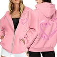 thumbnail image 1 of Shadoumai Breast Cancer Awareness Hoodie For Women 2025 Long Sleeve Full Zipper Hoodies With Pockets Hooded Sweatshirt Fall Winter Jacket, 1 of 5