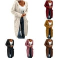thumbnail image 1 of Shadoumai Cable Knitted Open Front Long Sweater Heavyweight Solid Color Tops Winter Lightweight Cardigan Long Sleeve Sweaters Long Sweater Open Front Fall Coats, 1 of 5