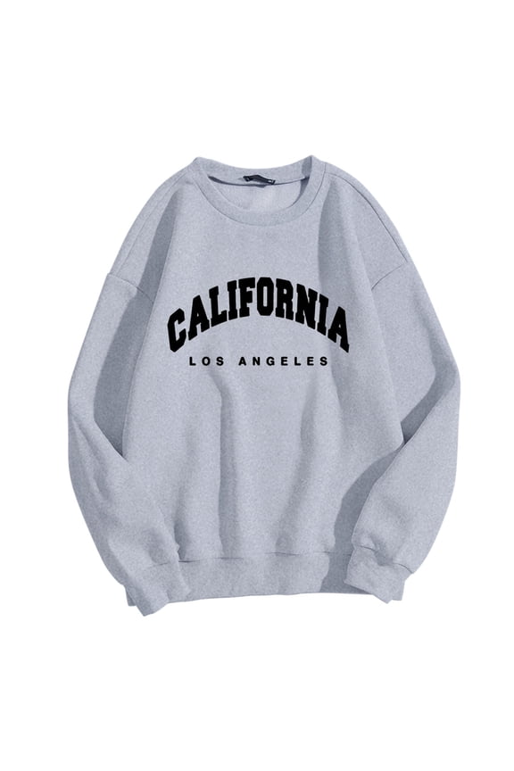 California Sweatshirts For Women Crew Neck Pullover Letter Graphic Hoodie Relaxed Fit Long Sleeve Tops