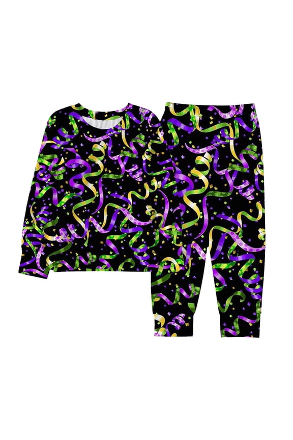 Carnival Print Girls Two Piece Outfit Playful Matching Top and Shorts for Party Holiday Festive Season