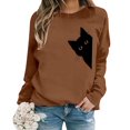 thumbnail image 1 of Shadoumai Cat Graphic Sweatshirts For Women Cute Print Sweatshirt Funny Long Sleeve Pullover Lightweight Hoodie Fall Winter Tops, 1 of 4