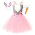thumbnail image 1 of Shadoumai Children Girls Easter Dress Set 4t Happy Easter Cartoon Rabbit Flutter Sleeve Loose Christmas Party Little Girl Outfits Toddlers, 1 of 8