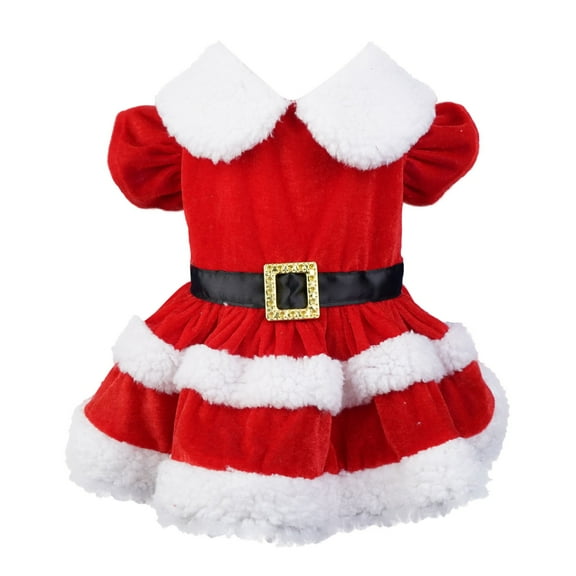 Shadoumai Christmas Dog Outfit Santa Puppy Costume, Velvet Cat Apparel, Thermal Holiday Pet Clothes, Red