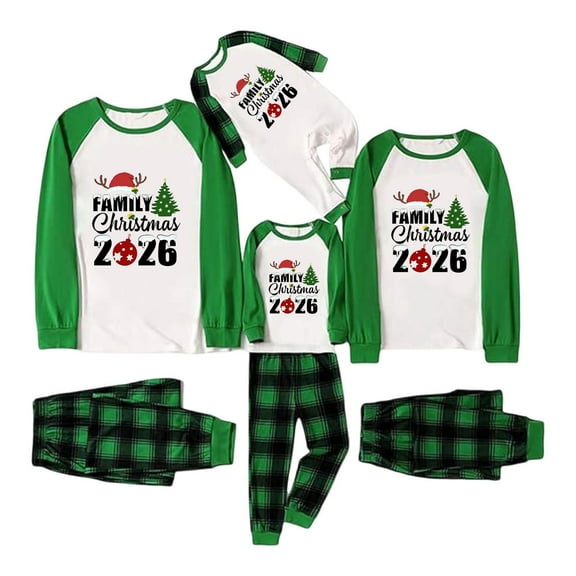Shadoumai Christmas Matching Pajamas 2-Piece Loungewear Family Xmas Jammies Casual Long-Sleeve Sleepwear Sets Holiday Pj Family Outfits Matching Sets Winter