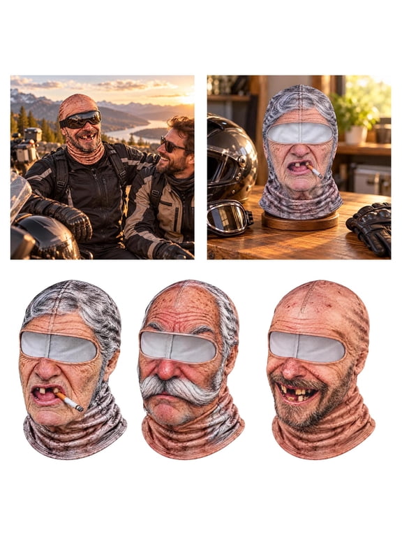 Cooling Balaclava Mask Man Funny Realistic Face 3D Printed Full Face Motorcycle Outdoor Cycling Sheisty Cover Sun Protection Neck Gaiter UPF 50+