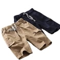 thumbnail image 1 of Shadoumai Cotton Cargo Shorts for Boys Knee Length Baggy Ripstop Shorts Lightweight Elastic Waist Long Short Pant with Pocket, 1 of 8